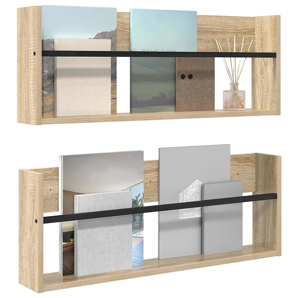 Scaffale per riviste 2 pcs Rovere Sonoma 80 x 12 x 30 cm
