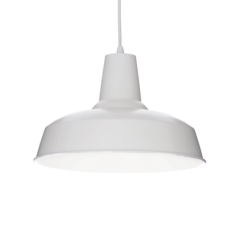 Sospensione Industrial-Minimal Moby Metallo Bianco 1 Luce E27