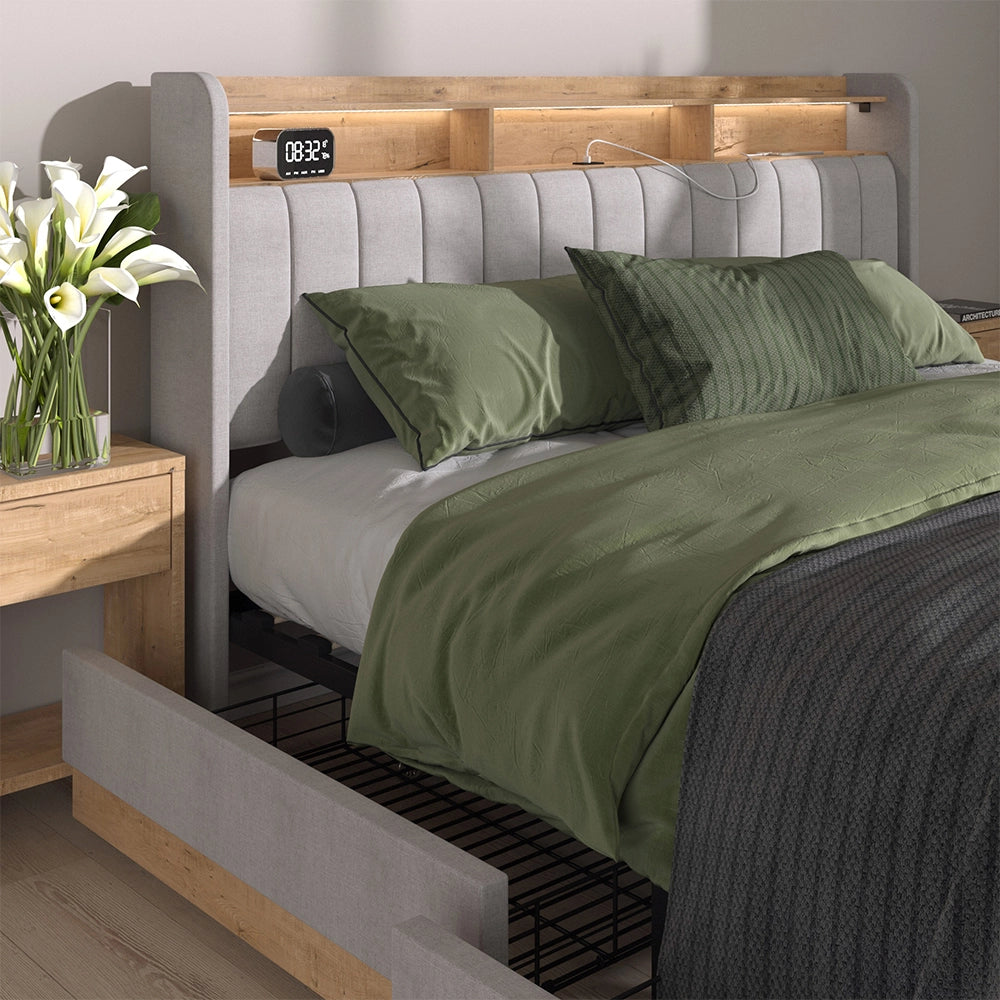 Vitalispa Letto imbottito Grigio 180x200 cm con materasso