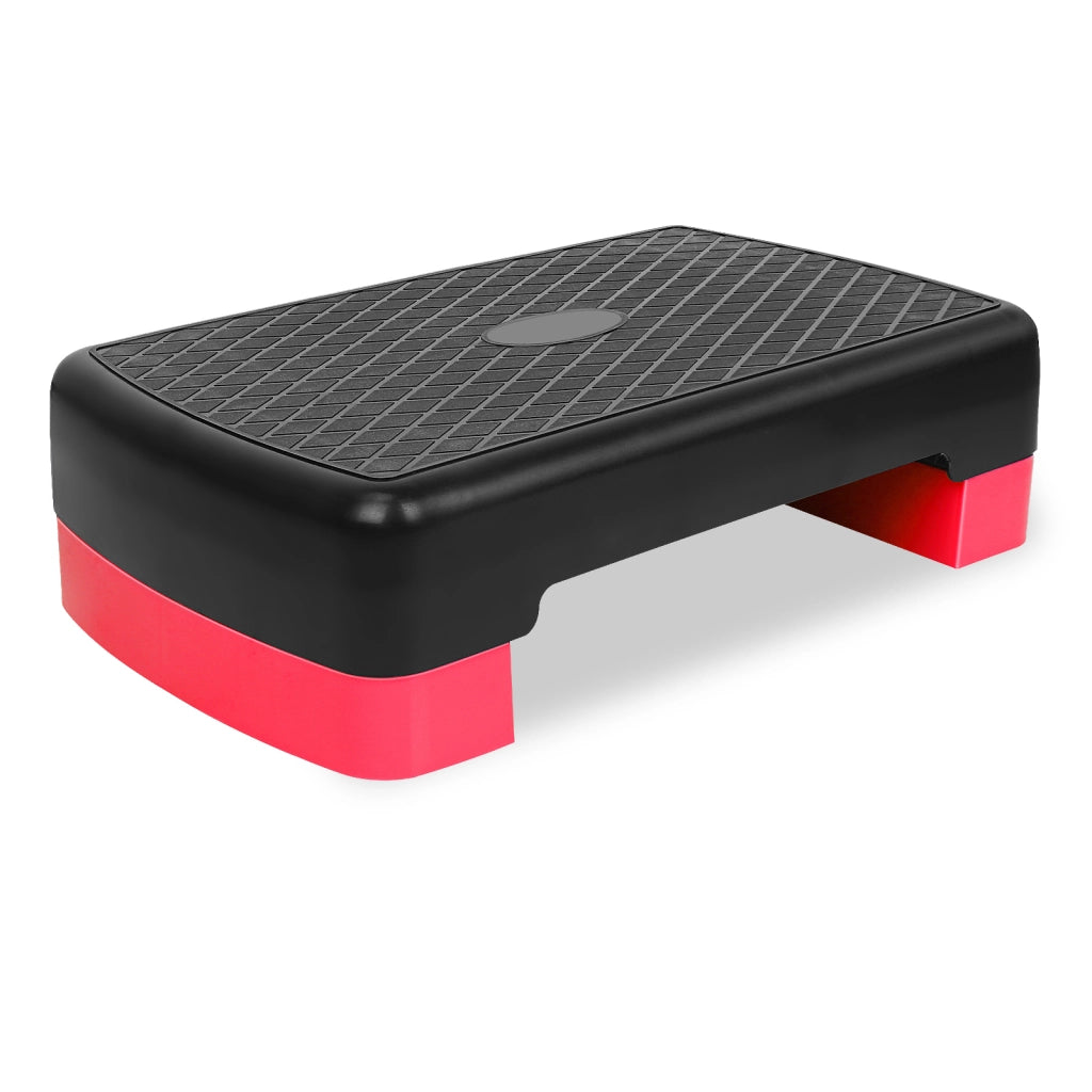 Piattaforma Step Fitness, Stepper Aerobico Regolabile 10,16-15,24 cm, Altezza 45,72 cm, con Comodo Vano Portaoggetti, Rosso