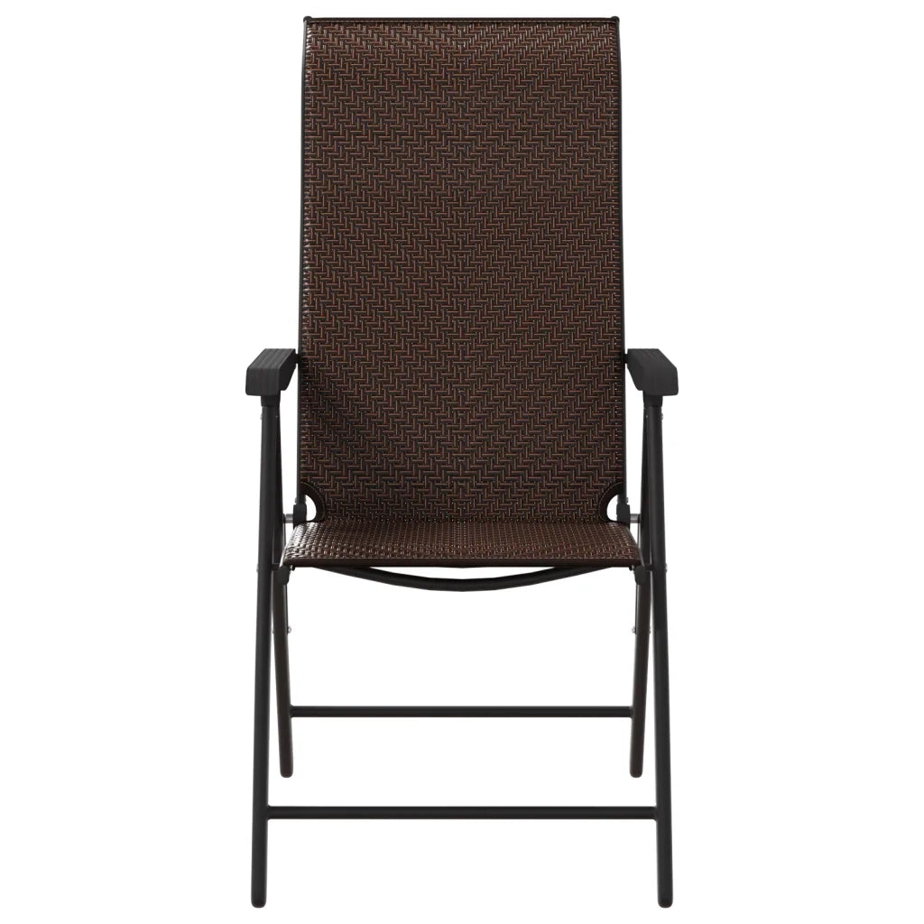 Sedie Pieghevoli da Giardino 2 pz | Sedie da Esterno Marroni in Polyrattan