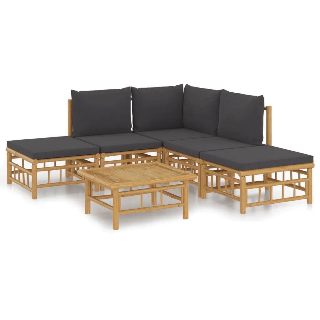 Set Salotto da Giardino 6pz con Cuscini Grigio Scuro BambÃ¹cod mxl 100305