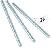 Set di Stanghe a Vite M12 x 300 mm - 3 pezzi - Acciaio Zinkato - Stanghe a Vite - Classe di Resistenza 4,8 - Alta Durezza - Stanghe a Vite a Filo