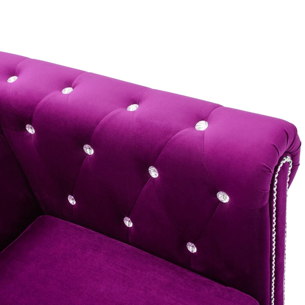 Divano Chesterfield a 3 Posti in Velluto 199x75x72 cm Viola 247147