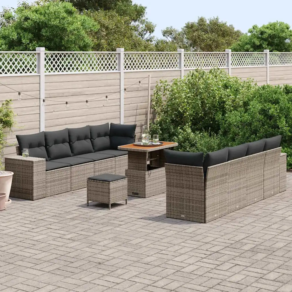 Set Divano da Giardino con cuscino 11 pcs Grigio polyrattan 3361983