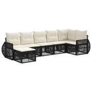 Set Divano da Giardino 7 pcs Nero e Bianco Crema polyrattan 3435490