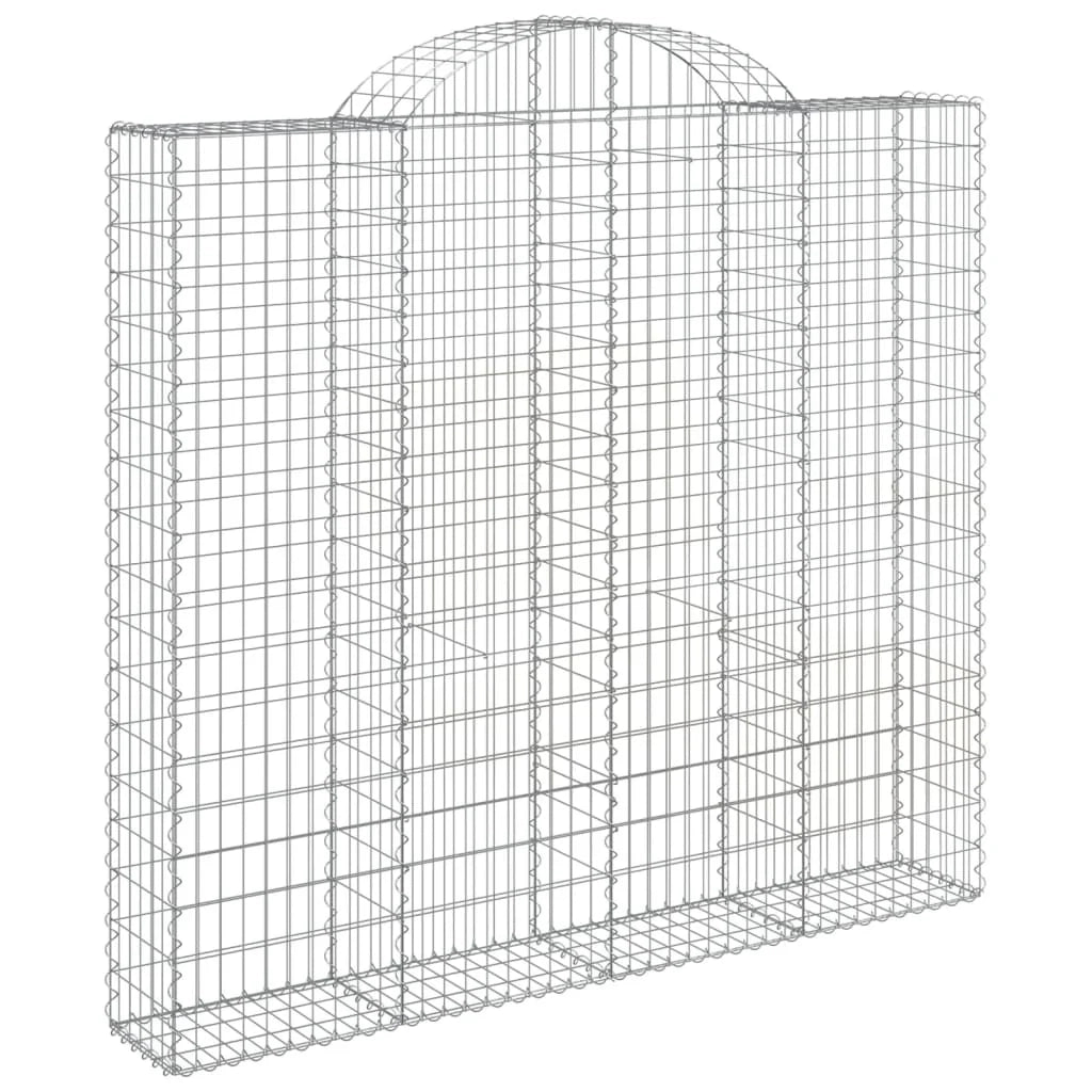 Cestini gabbioni recinzione a gabbia muro di contenimento ad arco 3 pezzi 200 x 50 x 180/200 cm ferro zincato argento 02_0040752
