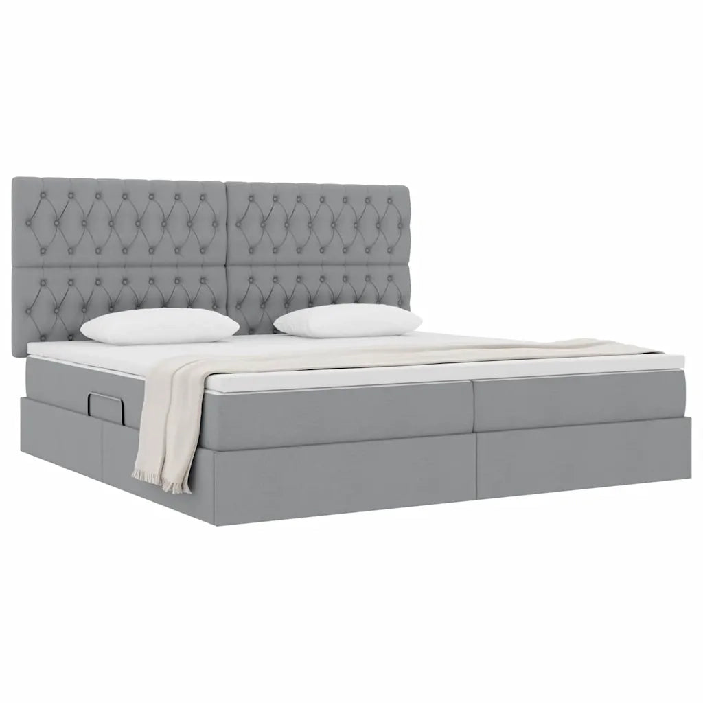 Letto con contenitore e materasso Grigio chiaro 200 x 200 cm