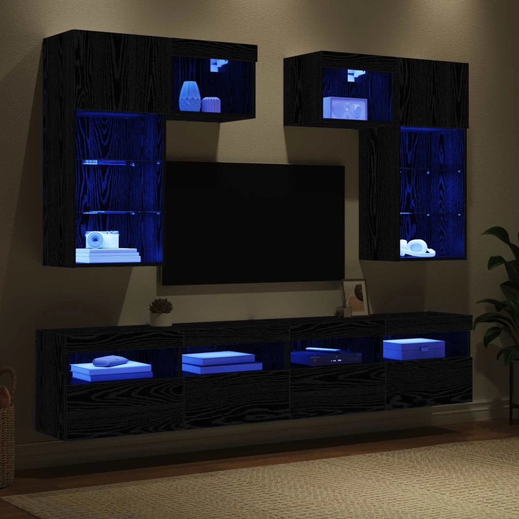 Unità per TV a Muro 6 pcs 100 x 30 x 40 cm Rovere artigianale