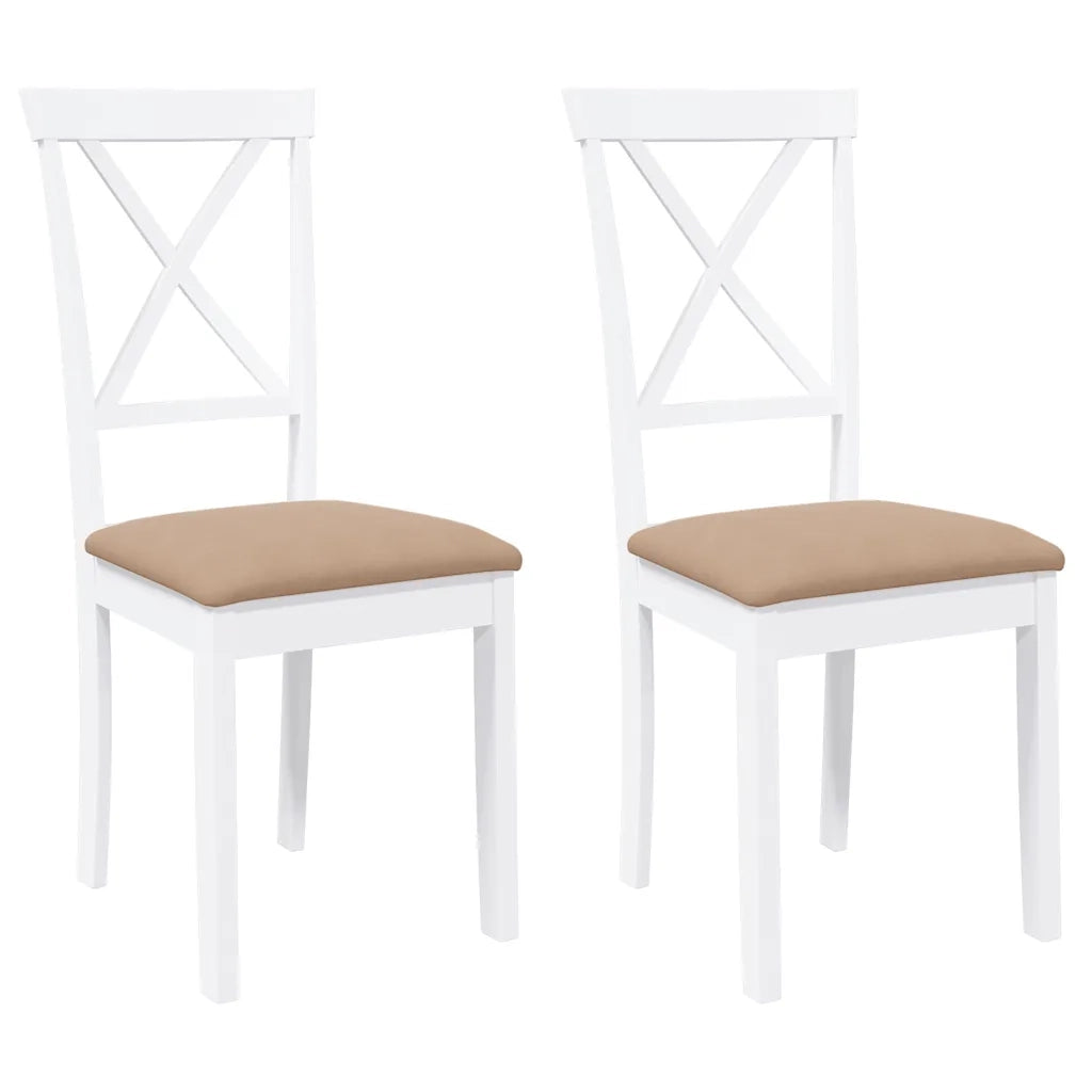 Sedie da Pranzo con Cuscini 2 pz Bianco Legno Massello di Hevea 4102408