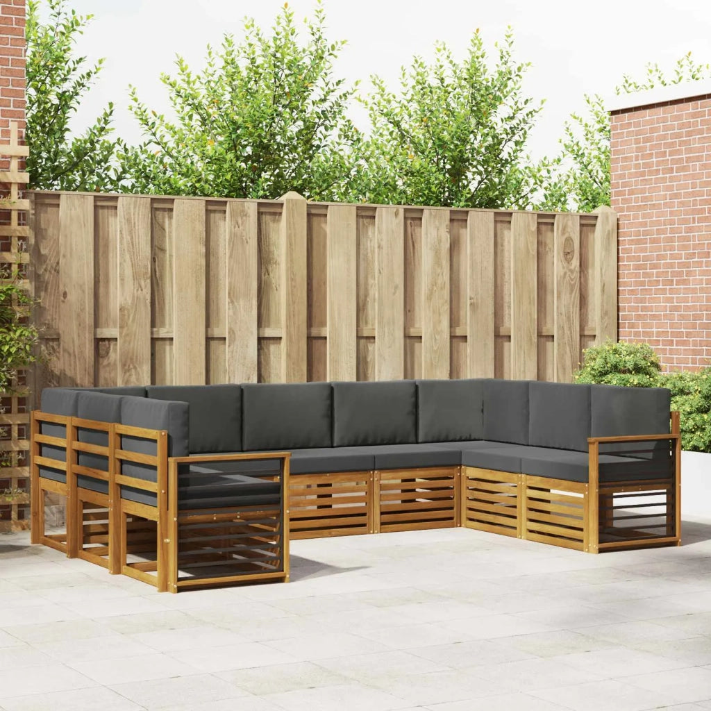 Set divano sezionale con cuscino 9 pcs Naturale e Antracite 3375492