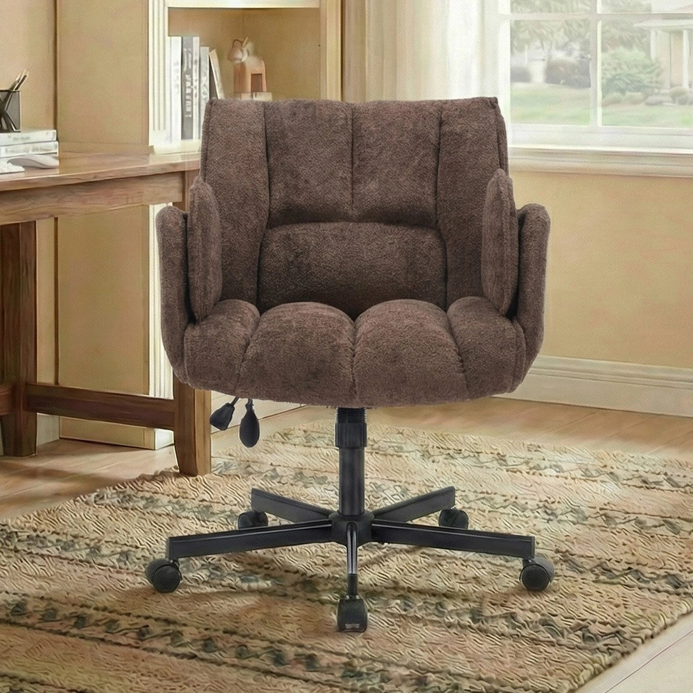 Sedia da Ufficio Girevole con Rotelle e Braccioli Pieghevoli ¨C MINIMAL ¨C Altezza Regolabile, Caff¨¨