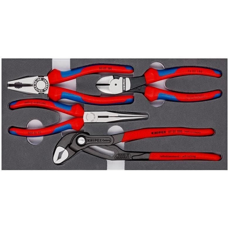 KNIPEX 00 20 01 V15 Assortimento di Pinze 4 Pezzi in Inserto in Schiuma Bicolore a Celle Chiuse Dimensioni 33,5x3,3x16,5 cm colore Nero