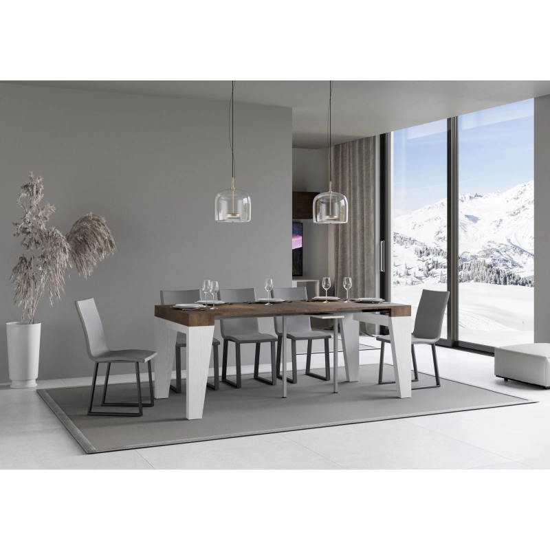 Consolle allungabile 90x40/196 cm Naxy Mix Small piano Bianco Frassino - Noce/Bianco Frassino