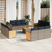 Set Divani da Giardino 13 pz con Cuscini Grigio in Polyrattan 3227524
