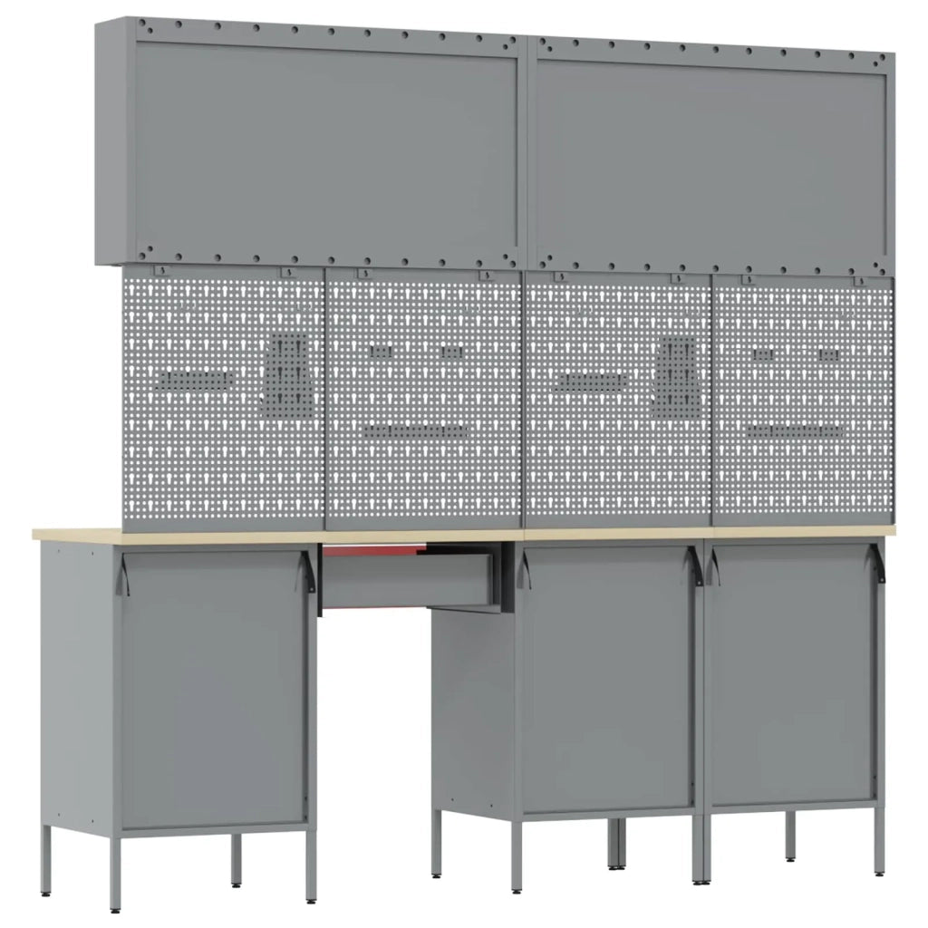 Mobile da lavoro 10 pcs Rosso Legno ingegnerizzato e acciaio 3321477