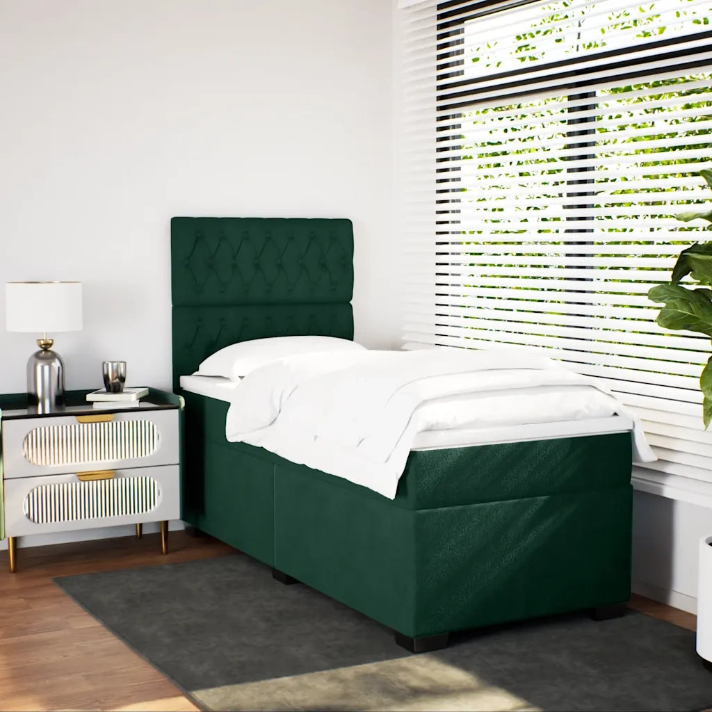 Giroletto a Molle con Materasso Verde Scuro 80x200 cm Velluto