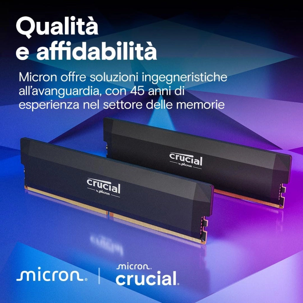 Pro RAM DDR5 32GB Kit (2x16GB) 6400MHz CL38, Overclocking Gaming, Intel XMP 3.0 / AMD EXPO, Memoria PC, Nero - CP2K16G64C38U5B