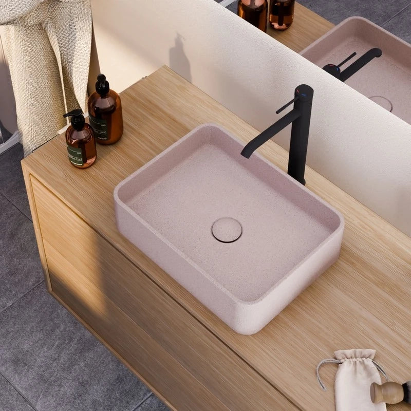 Lavabo da appoggio sabbia rettangolare rosa 406x304x101 mm senza piletta - Sandstone