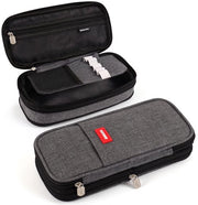 Etui per ragazze e adolescenti, con grande capacità, etui per libri di scuola, etui estetico, etui con chiusura a raccordo per scuola e ufficio (grigio scuro)
