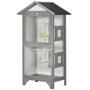 Voliera per Uccelli da Esterno in Legno di Abete. 80.5x57x158.5cm. Grigio Chiaro