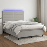 Letto a Molle Materasso e LED Grigio Chiaro 140x200 cm Tessuto cod mxl 37290