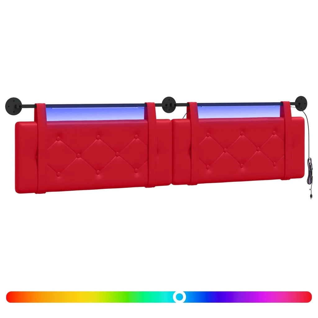 Testiera | Testata sospesa Con luce LED Rosso Similpelle