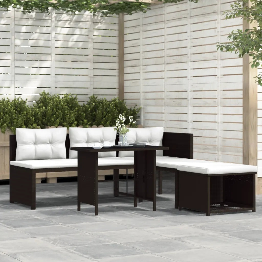 Set Divani da Giardino 4 pz | Set Salotto da Giardino in Polyrattan Marrone