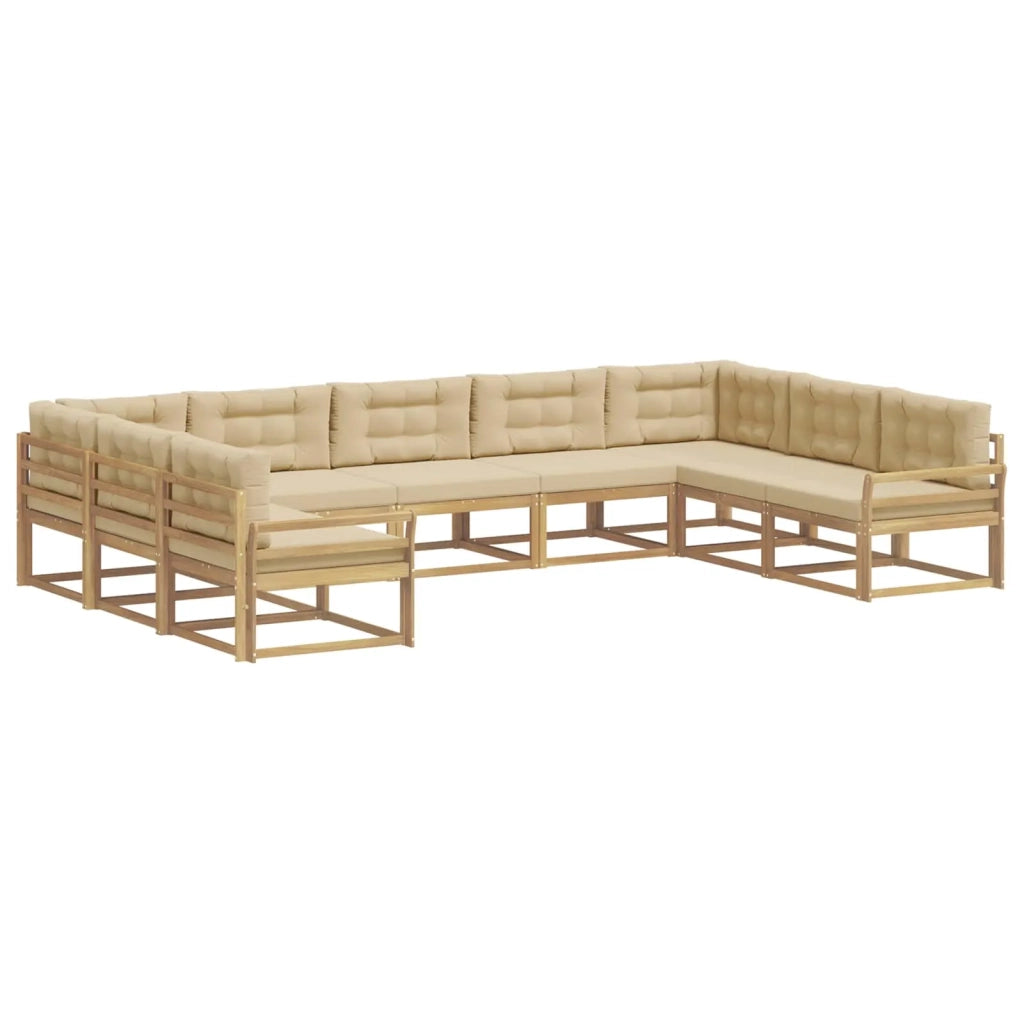 Set di divani da esterno 9 pz Bianco e Beige 3387037
