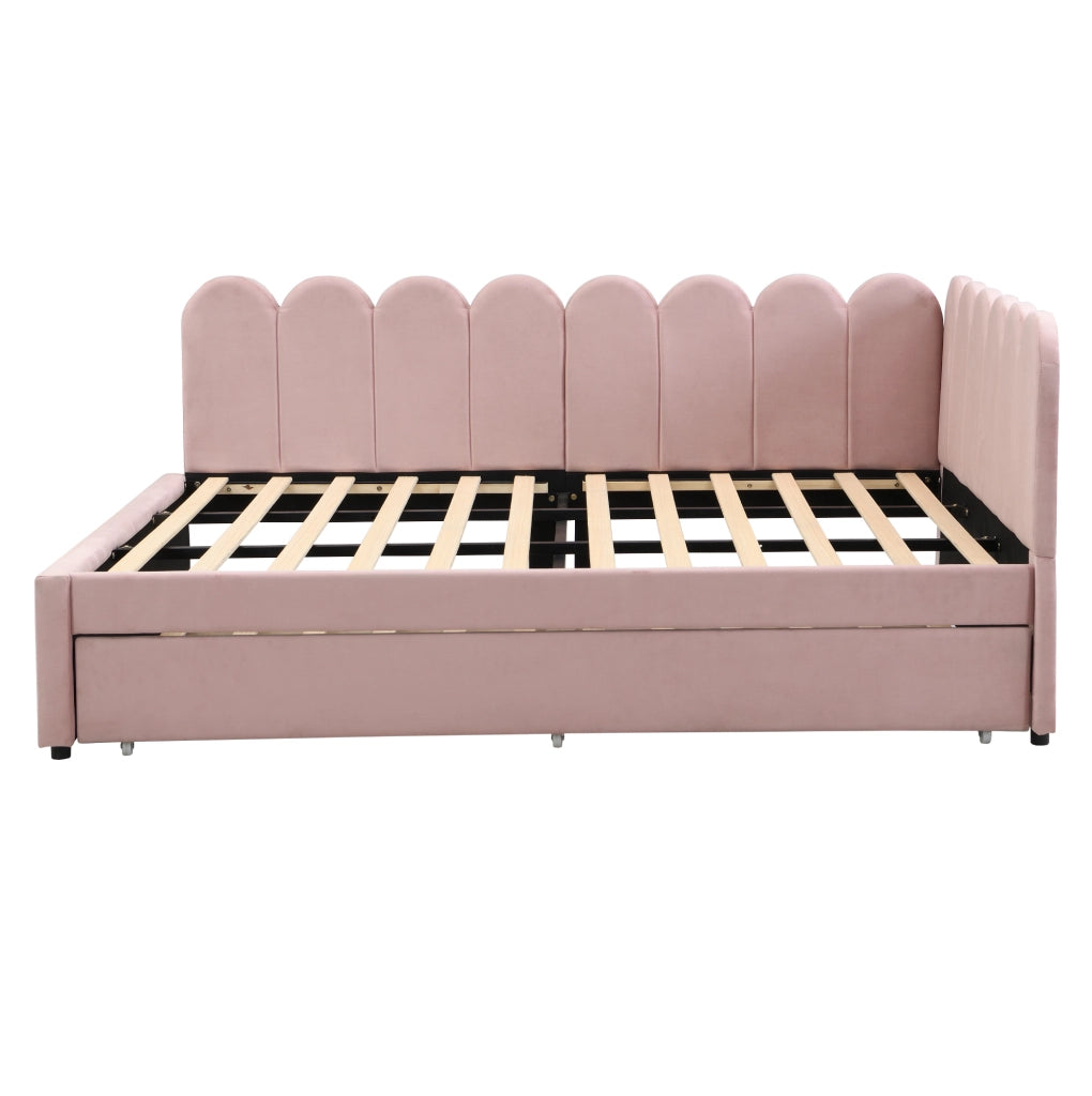 Divano letto 140x200 cm con letto estraibile e design a L in velluto