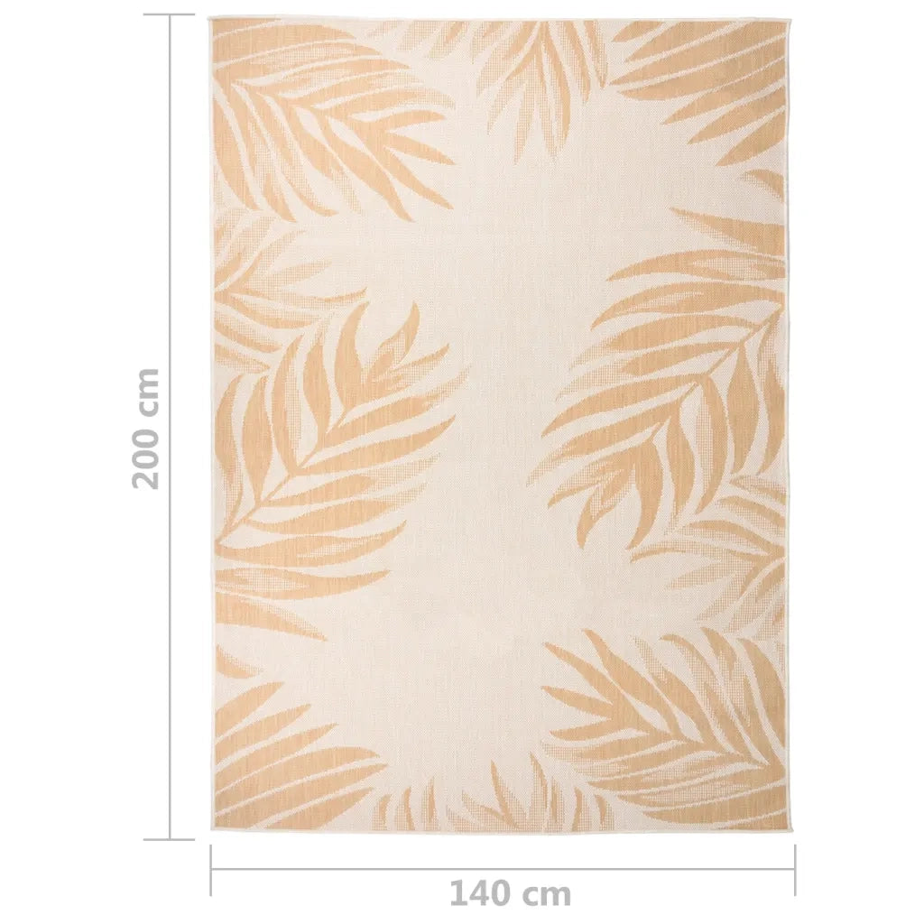 Tappeto da Esterni a Tessitura Piatta 140x200cm Motivo a Foglie 340859