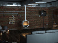 Camino a Bioetanolo Sospeso 218,6xØ70x35 cm Incyrcle Bianco con Vetro