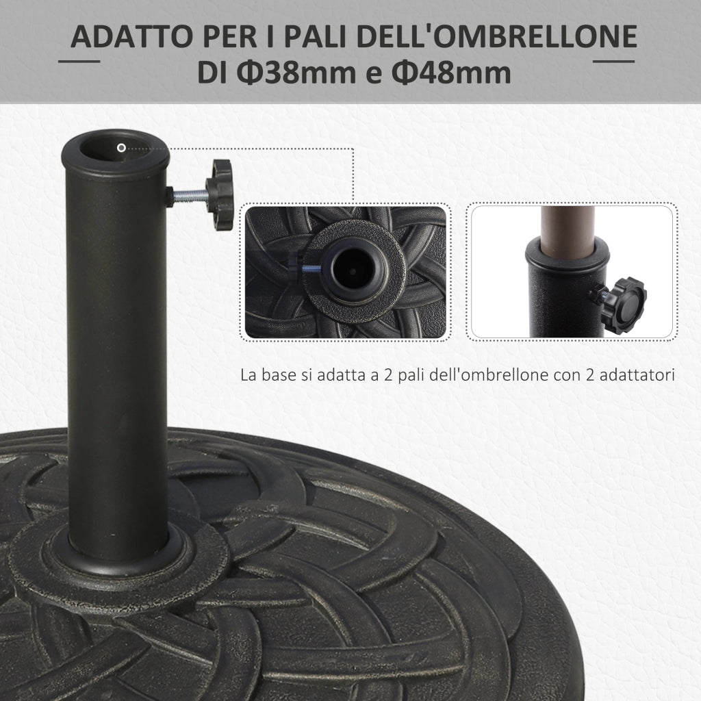 Base per Ombrellone da Giardino Ø54,5 cm 19 Kg in Resina con Finiture in Bronzo