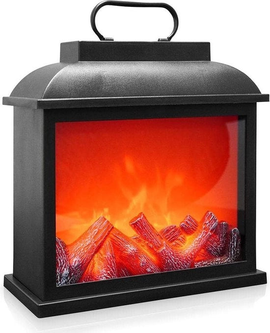 Stufa elettrica a parete, con effetto fiamma e funzione di timer, decorativa, 30 x 30 cm