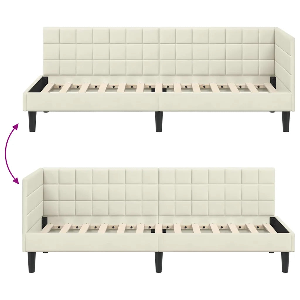 vidaXL Cornice del letto ad angolo Crema 80 x 200 cm Velluto