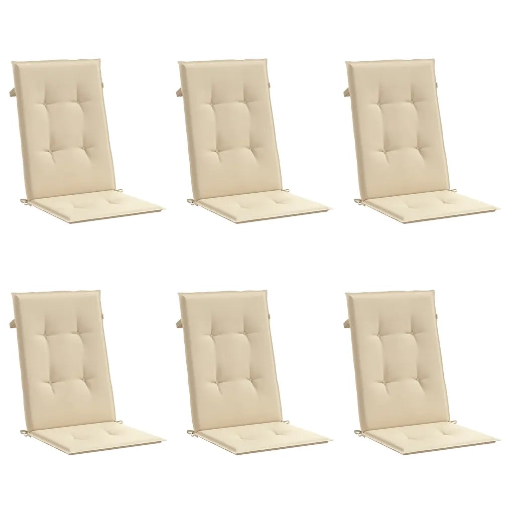 Cuscini per Sedie 6 pz Beige 120x50x3 cm in Tessuto