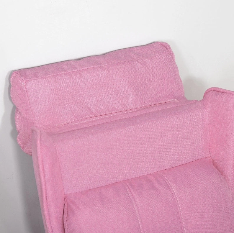 Poltroncina per bambini rosa con schienale reclinabile poggiapiedi e braccioli per il relax