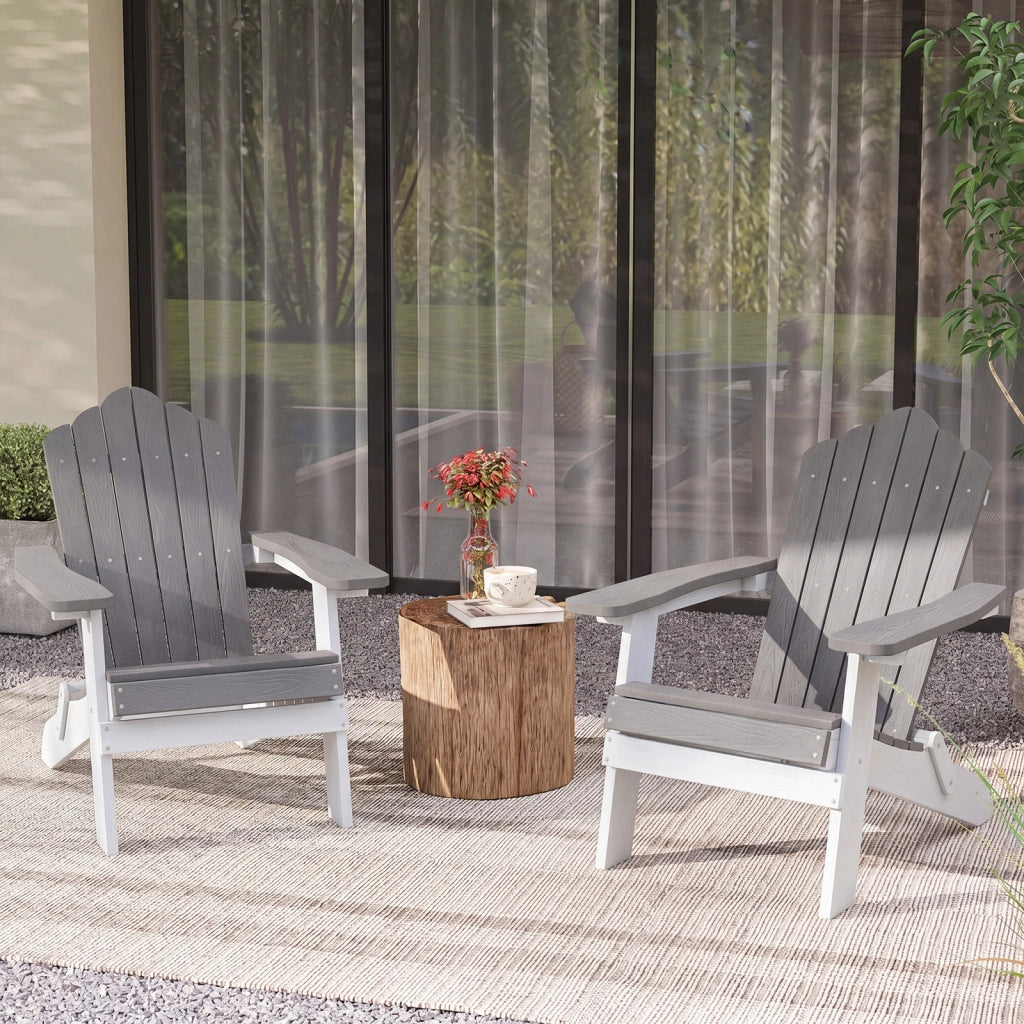 Sedia adirondack pieghevole in acciaio inossidabile per giardino, Sedia da patio in hips con braccioli larghi Grigio