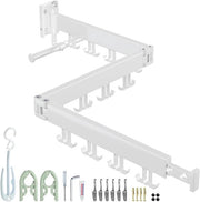 Scaffale per Asciugare 3 Pieghe Bianco Montato a Parete Risparmia Spazio Flessibile per Balcone Cucina Bagno Terrazza Appartamento Dormitorio
