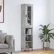 Credenza-Buffet-Armadio da cucina Grigio Cemento 34,5x34x180 cm in Legno Multistrato 704377