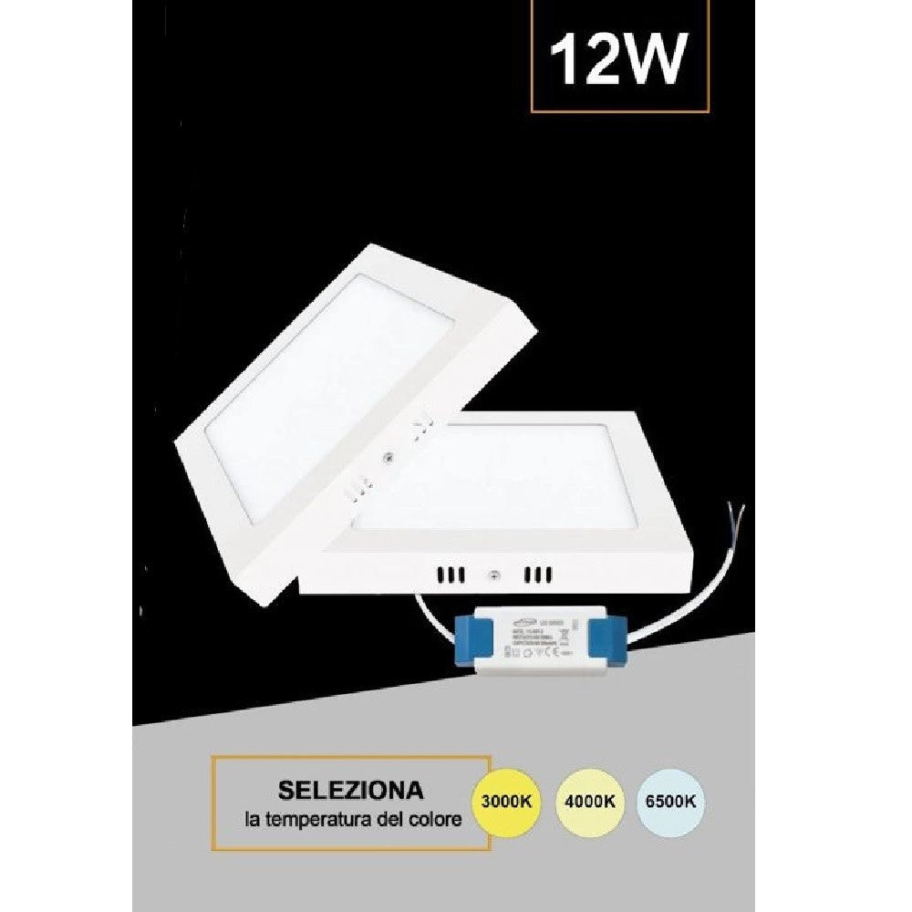 Trade Shop - Plafoniera Pannello Led 12 Watt Quadrato Cct Tre Colorazione Di Luce P170b-q3c -