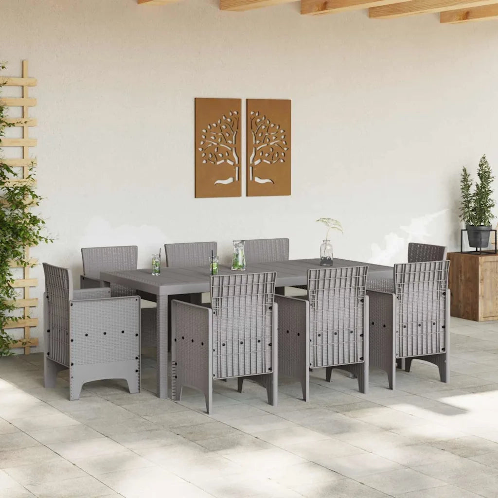 Set da Pranzo per Giardino 9 pcs Grigio Chiaro Polipropilene 3378591