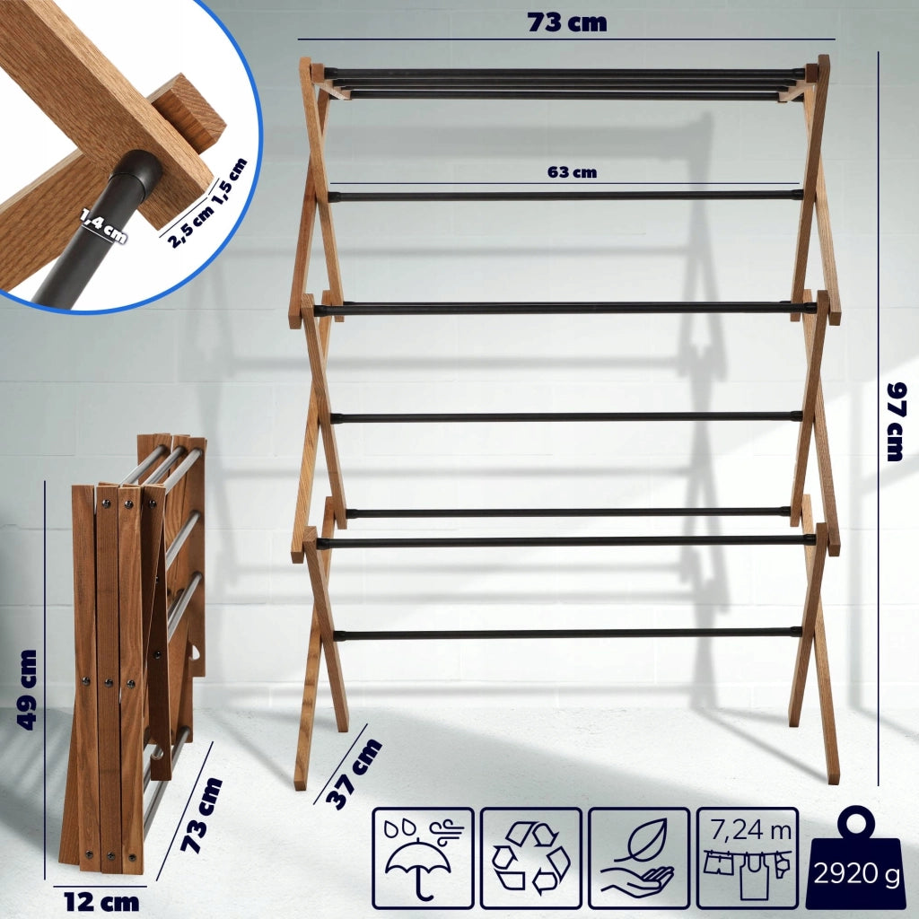 Stendibiancheria da balcone in legno pieghevole verticale KADAX