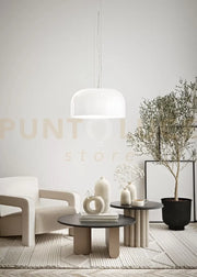 Sospensione in vetro e metallo bianco lucido Glossy 1 luce attacco E27 l.50cm