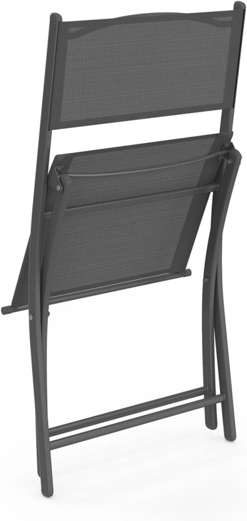 Set di 6 sedie da giardino pieghevoli BASTIA in metallo e textilene, grigio antracite