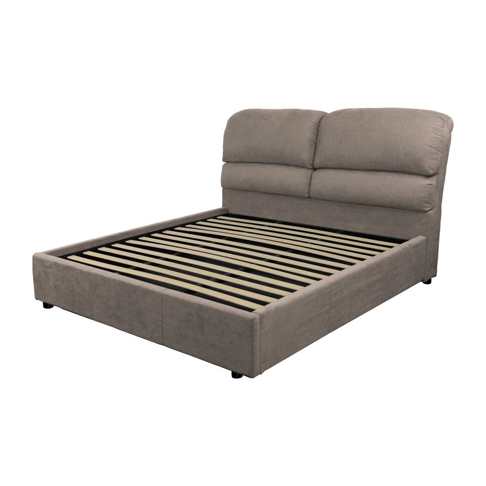 Letto matrimoniale contenitore Sofaback in tessuto tortora 178x222x120H
