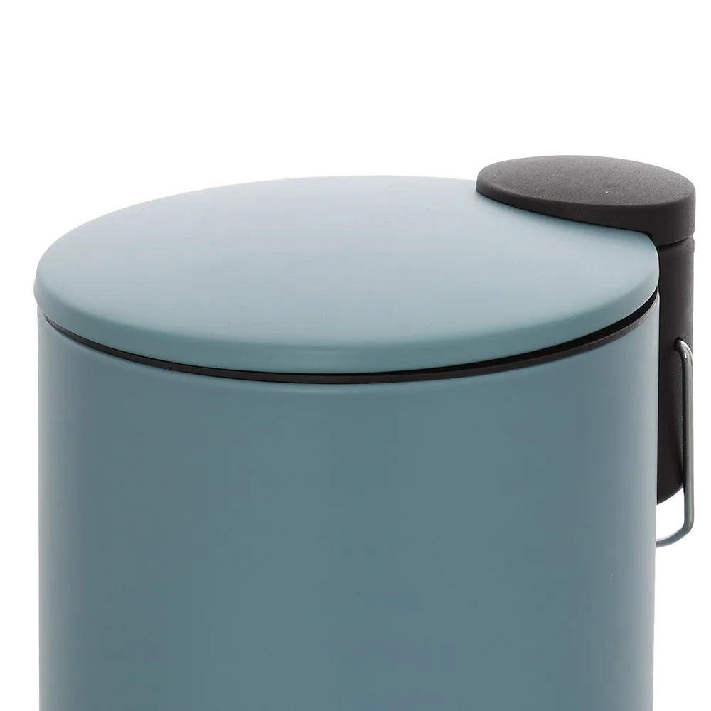 Pattumiera bagno in acciaio turchese cobalto con pedale e coperchio slim 3 lt