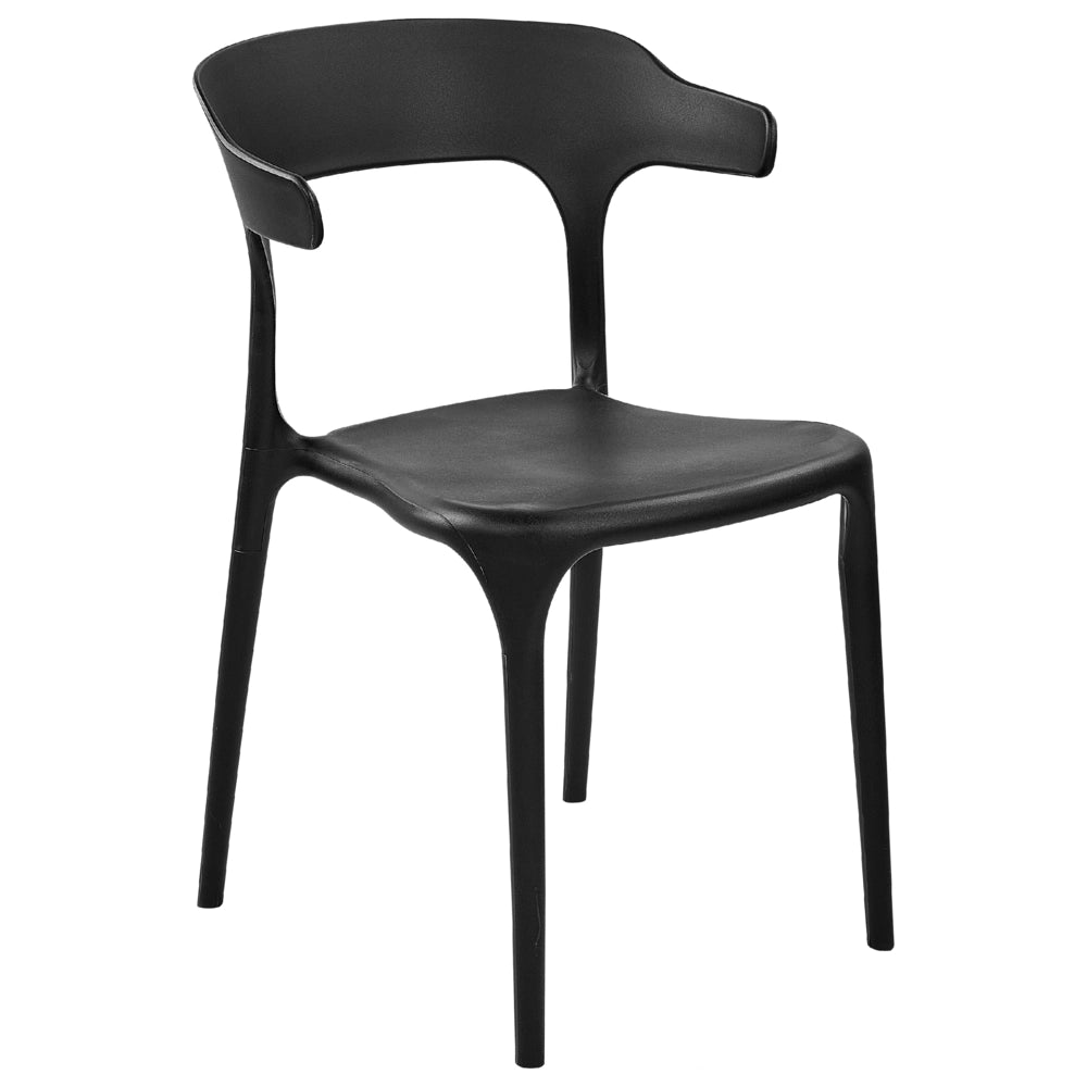 Set di 8 sedie in plastica nera resistente moderne per interno ed esterno stile moderno contemporaneo