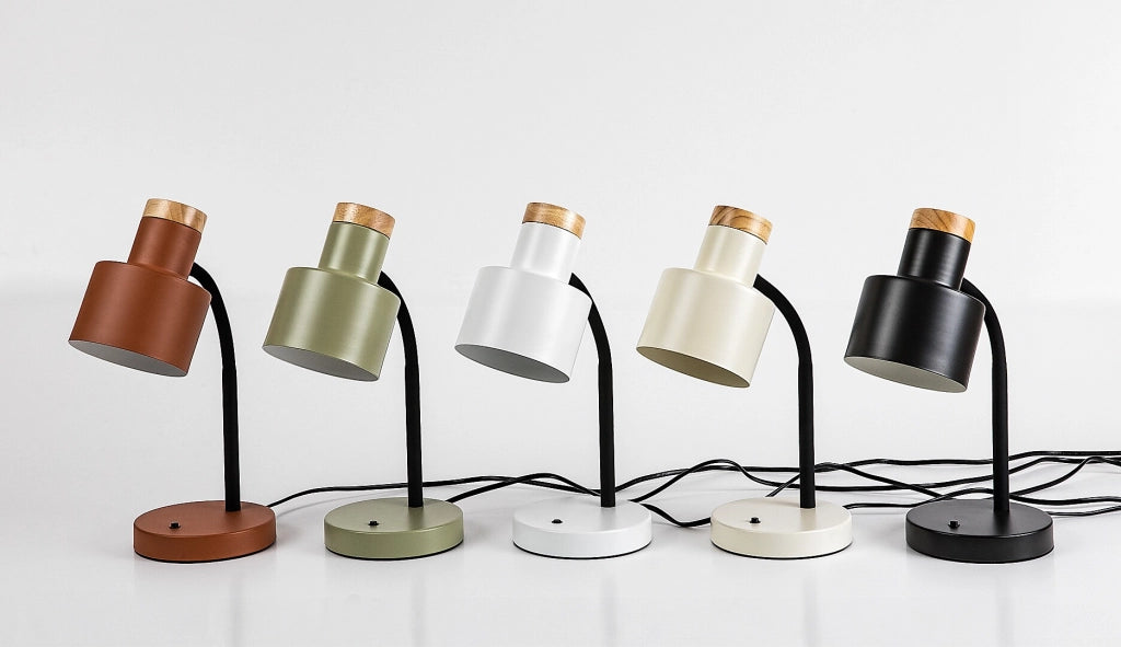 Lampada da scrivania Pastro 1xE27 nero bianco legno Rabalux