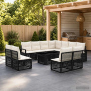 Set Divano da Giardino 12 pz Nero e Bianco Crema polyrattan 3437113